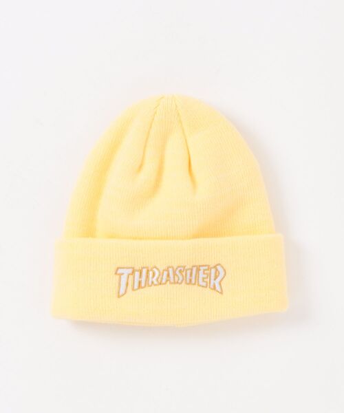 THRASHER（スラッシャー）の「THRASHER/スラッシャー キッズ ビーニー ニットキャップ ニット帽 帽子 ロゴ 25TH-N55K（ニットキャップ/ビーニー・キッズ・ブラック/イエロー/ミント/パープル・YOUTH）」の4枚目の写真