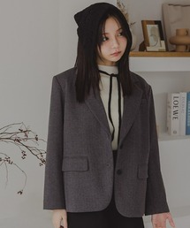 Petitjo | 小さいサイズ　チェック柄シングルコート　身長さん・小柄女性(テーラードジャケット)