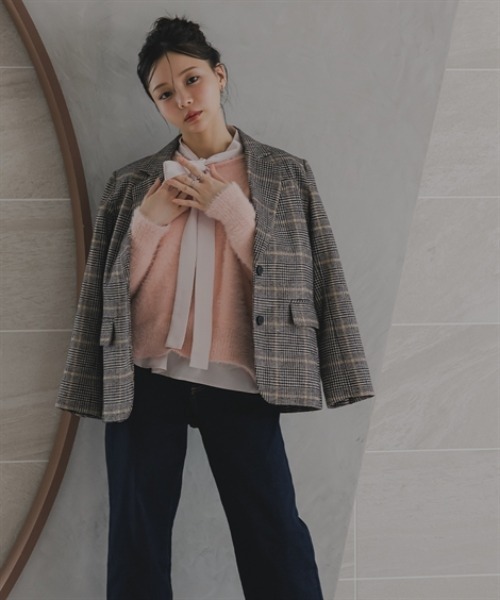 Petitjo(プッチージョ)の「小さいサイズ チェック柄シングルコート 身長さん・小柄女性(テーラードジャケット・レディース・チェック/その他・XS-S/M-L)」の12枚目の写真