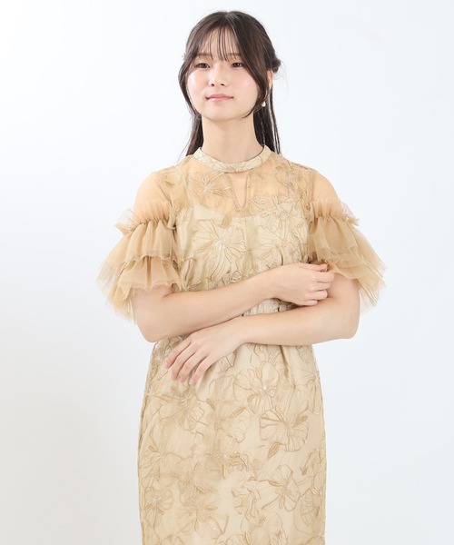 TRUDEA（トルディア）の「スパンコール刺繍レースドレス（ドレス・レディース・チャコールグレー/ブルー/ミント/イエロー・SMALL/MEDIUM）」の4枚目の写真