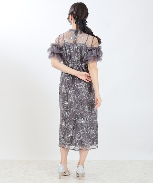 TRUDEA（トルディア）の「スパンコール刺繍レースドレス（ドレス・レディース・チャコールグレー/ブルー/ミント/イエロー・SMALL/MEDIUM）」の6枚目の写真