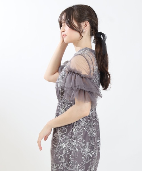 TRUDEA（トルディア）の「スパンコール刺繍レースドレス（ドレス・レディース・チャコールグレー/ブルー/ミント/イエロー・SMALL/MEDIUM）」の8枚目の写真