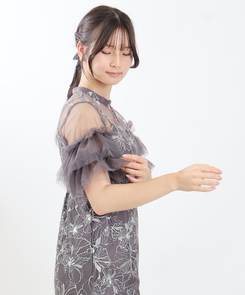 TRUDEA（トルディア）の「スパンコール刺繍レースドレス（ドレス・レディース・チャコールグレー/ブルー/ミント/イエロー・SMALL/MEDIUM）」の9枚目の写真