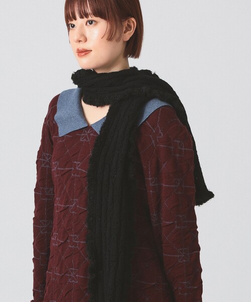 Ray BEAMS（レイビームス）の「フリル フード マフラー（マフラー・レディース・グレー/ブラック・ONE SIZE）」の13枚目の写真