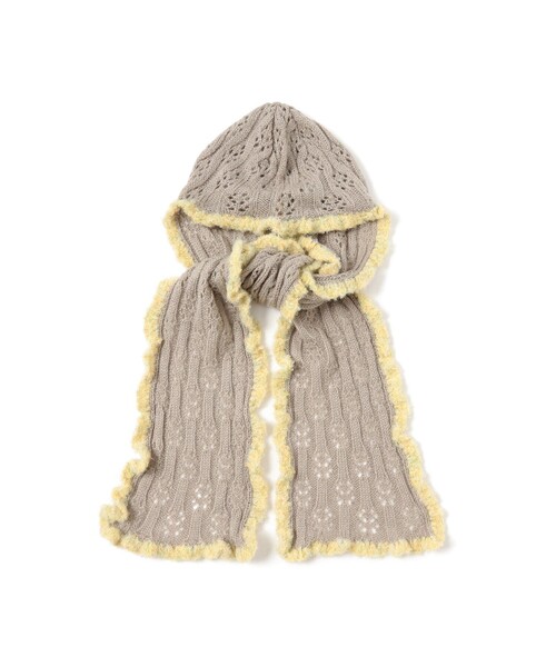 Ray BEAMS（レイビームス）の「フリル フード マフラー（マフラー・レディース・グレー/ブラック・ONE SIZE）」の9枚目の写真