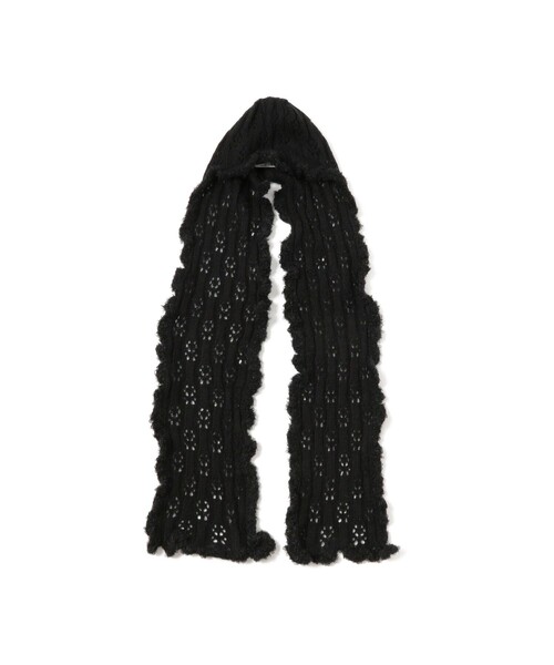 Ray BEAMS（レイビームス）の「フリル フード マフラー（マフラー・レディース・グレー/ブラック・ONE SIZE）」の4枚目の写真