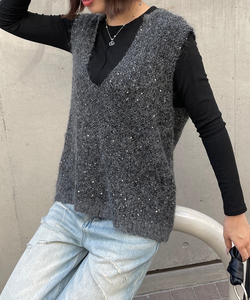 コムデギャルソン　スパンコール　ベスト COMME des GARCONS コムデギャルソンCOMME スパンコール装飾変形