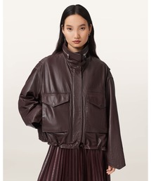 ALLSAINTS | CLAY FUNNEL NECK LEATHER JACKET | CLAY ファンネル ネック レザー ジャケット(その他アウター)