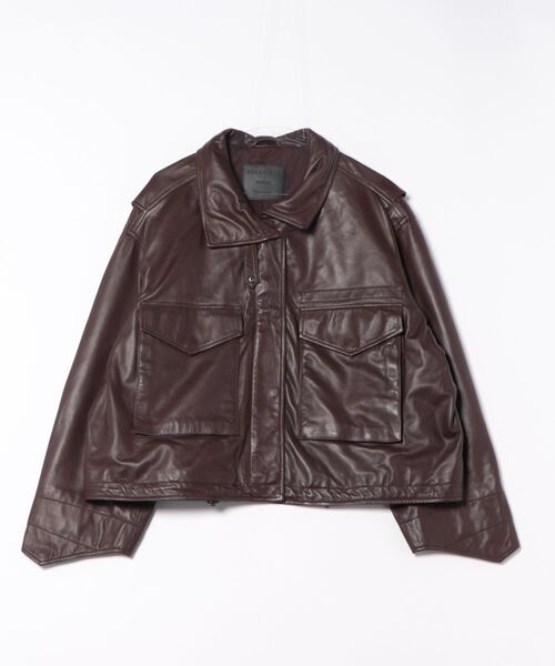 ALLSAINTS（オールセインツ）の「CLAY FUNNEL NECK LEATHER JACKET | CLAY ファンネル ネック レザー ジャケット（その他アウター・レディース・レッド系その他・XS/S/M）」の9枚目の写真