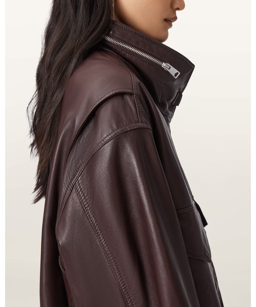 ALLSAINTS（オールセインツ）の「CLAY FUNNEL NECK LEATHER JACKET | CLAY ファンネル ネック レザー ジャケット（その他アウター・レディース・レッド系その他・XS/S/M）」の2枚目の写真