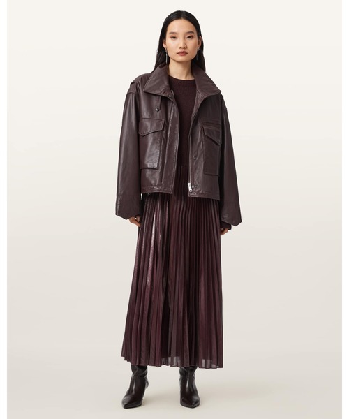 ALLSAINTS（オールセインツ）の「CLAY FUNNEL NECK LEATHER JACKET | CLAY ファンネル ネック レザー ジャケット（その他アウター・レディース・レッド系その他・XS/S/M）」の3枚目の写真