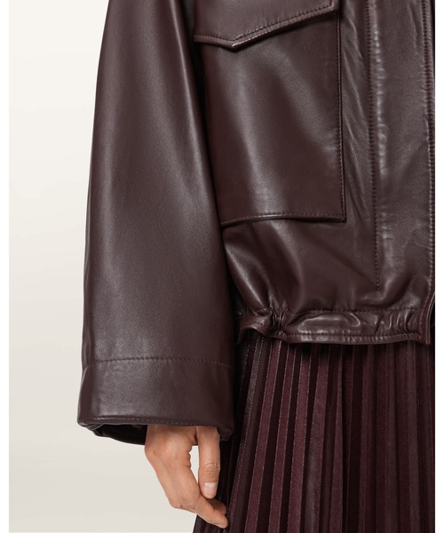 ALLSAINTS（オールセインツ）の「CLAY FUNNEL NECK LEATHER JACKET | CLAY ファンネル ネック レザー ジャケット（その他アウター・レディース・レッド系その他・XS/S/M）」の4枚目の写真