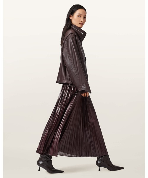 ALLSAINTS（オールセインツ）の「CLAY FUNNEL NECK LEATHER JACKET | CLAY ファンネル ネック レザー ジャケット（その他アウター・レディース・レッド系その他・XS/S/M）」の5枚目の写真