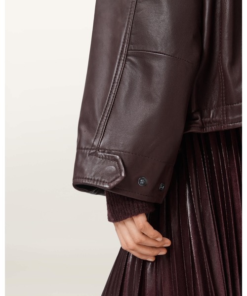 ALLSAINTS（オールセインツ）の「CLAY FUNNEL NECK LEATHER JACKET | CLAY ファンネル ネック レザー ジャケット（その他アウター・レディース・レッド系その他・XS/S/M）」の6枚目の写真