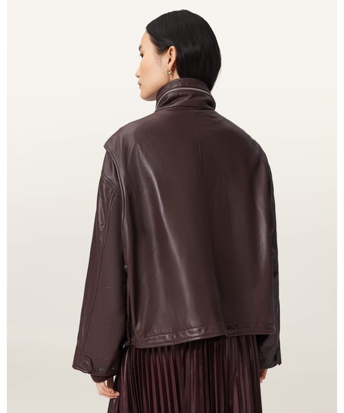 ALLSAINTS（オールセインツ）の「CLAY FUNNEL NECK LEATHER JACKET | CLAY ファンネル ネック レザー ジャケット（その他アウター・レディース・レッド系その他・XS/S/M）」の7枚目の写真