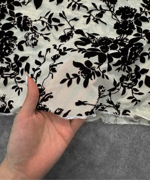 LVEU.】ベロアレースシアートップス / トップス カットソー シアー