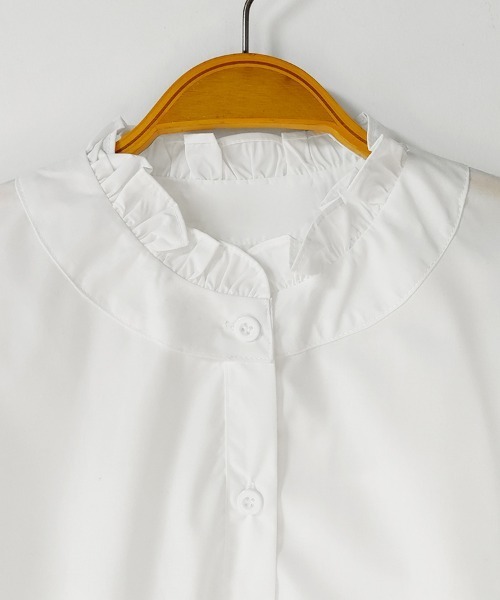 ReRe(リリ)の「スタンドカラーフリルネックシャツ(シャツ/ブラウス・レディース・ホワイト/ホワイト系その他・MEDIUM/LARGE/X-LARGE/SMALL)」の7枚目の写真