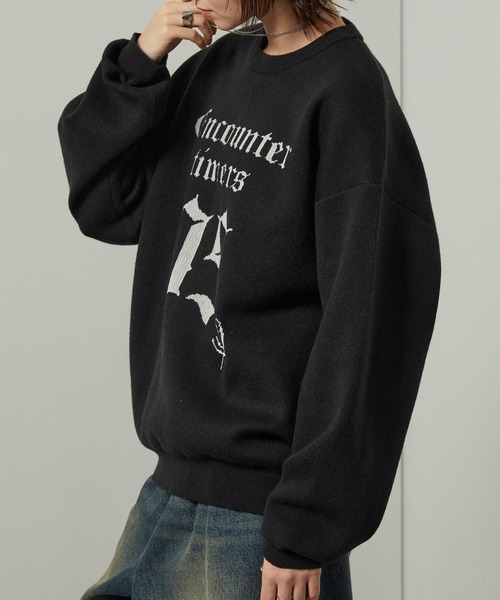 Alfred Alex（アルフレッドアレックス）の「【Alfred Alex 】グラフィックスウェットライクオーバーサイズジャガードニット（ニット/セーター・メンズ・ネイビー/ライトグレー/ブラック系1/ブラック/ワイン・M/L）」の14枚目の写真