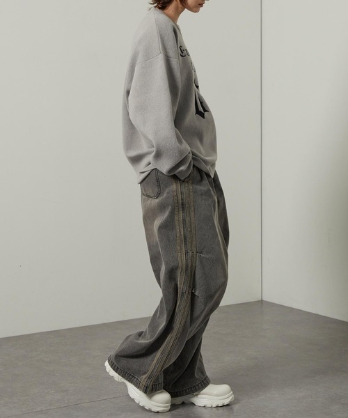 Alfred Alex（アルフレッドアレックス）の「【Alfred Alex 】グラフィックスウェットライクオーバーサイズジャガードニット（ニット/セーター・メンズ・ネイビー/ライトグレー/ブラック系1/ブラック/ワイン・M/L）」の20枚目の写真