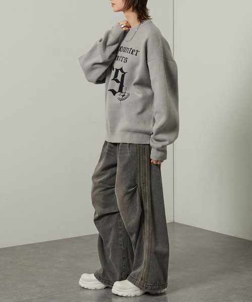 Alfred Alex（アルフレッドアレックス）の「【Alfred Alex 】グラフィックスウェットライクオーバーサイズジャガードニット（ニット/セーター・メンズ・ネイビー/ライトグレー/ブラック系1/ブラック/ワイン・M/L）」の21枚目の写真