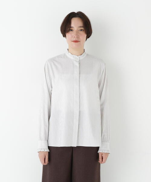 human woman（ヒューマンウーマン）の「◆スタンドフリルブラウス（シャツ/ブラウス・レディース・ホワイト/ホワイト系その他3/ブルー系その他3・MEDIUM）」の19枚目の写真