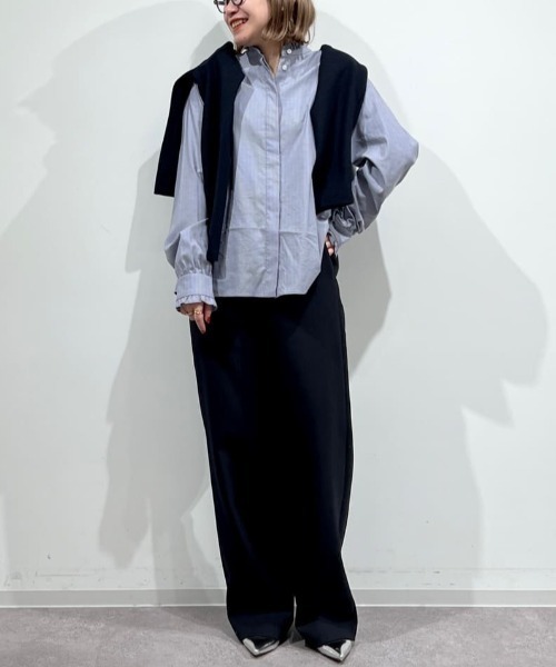 human woman（ヒューマンウーマン）の「◆スタンドフリルブラウス（シャツ/ブラウス・レディース・ホワイト/ホワイト系その他3/ブルー系その他3・MEDIUM）」の4枚目の写真