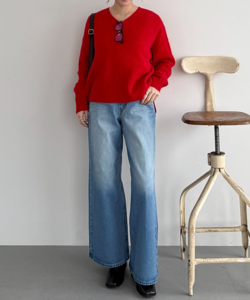 Doux archives（ドゥアルシーヴ）の「Babe WIDE JEAN（デニムパンツ・レディース・ネイビー/ブルー・SMALL/MEDIUM）」の3枚目の写真