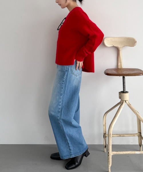 Doux archives（ドゥアルシーヴ）の「Babe WIDE JEAN（デニムパンツ・レディース・ネイビー/ブルー・SMALL/MEDIUM）」の6枚目の写真