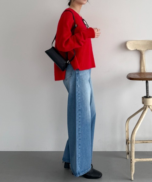 Doux archives（ドゥアルシーヴ）の「Babe WIDE JEAN（デニムパンツ・レディース・ネイビー/ブルー・SMALL/MEDIUM）」の8枚目の写真