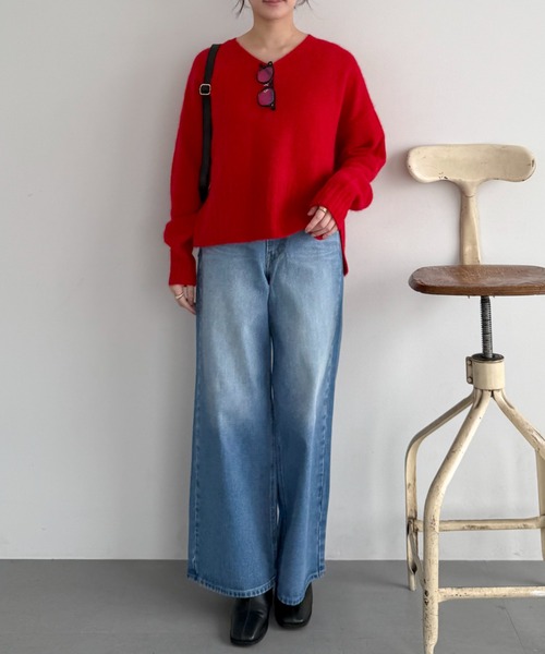 Doux archives（ドゥアルシーヴ）の「Babe WIDE JEAN（デニムパンツ・レディース・ネイビー/ブルー・SMALL/MEDIUM）」の9枚目の写真