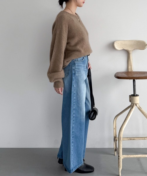 Doux archives（ドゥアルシーヴ）の「Babe WIDE JEAN（デニムパンツ・レディース・ネイビー/ブルー・SMALL/MEDIUM）」の17枚目の写真