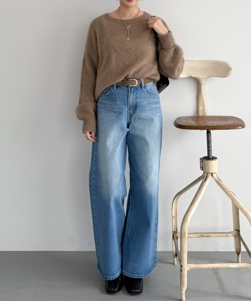 Doux archives（ドゥアルシーヴ）の「Babe WIDE JEAN（デニムパンツ・レディース・ネイビー/ブルー・SMALL/MEDIUM）」の18枚目の写真