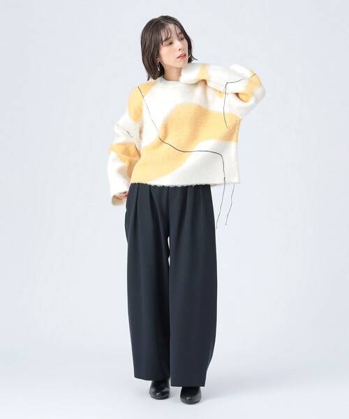 BEAMS HEART(ビームスハート)の「ニュアンス シャギー ニット(ニット/セーター・レディース・ホワイト系その他5/チャコールグレー/ピンク・FREE)」の4枚目の写真