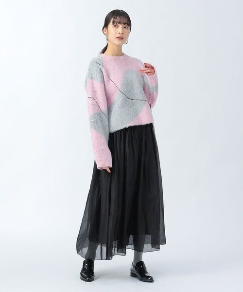 BEAMS HEART(ビームスハート)の「ニュアンス シャギー ニット(ニット/セーター・レディース・ホワイト系その他5/チャコールグレー/ピンク・FREE)」の12枚目の写真