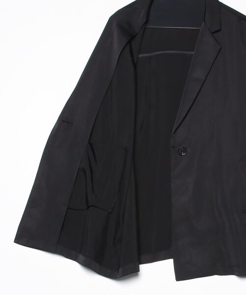 黒 サテン風 テーラードジャケット セットアップ対応】上質黒 モヘヤテーラードジャケット（28