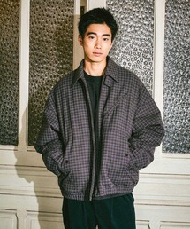 【希少✨】ナイロンジャケット　46 4L シャドーチェック　ブルゾン　ネイビー 希少✨】ナイロンジャケット 46 4L シャドーチェック ブルゾン ネイビー