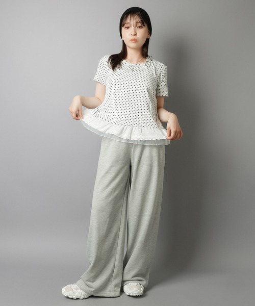 SPINNS(スピンズ)の「ワイドスウェットパンツ/全3色(スウェットパンツ・レディース・杢グレー/ピンク/ホワイト/サックスブルー・ONESIZE)」の17枚目の写真