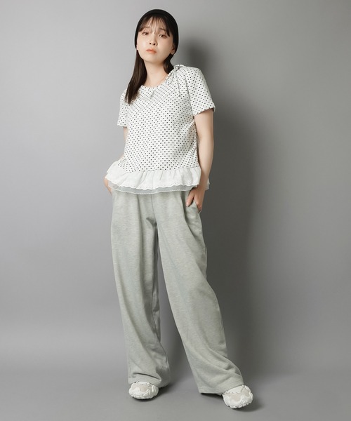 SPINNS(スピンズ)の「ワイドスウェットパンツ/全3色(スウェットパンツ・レディース・杢グレー/ピンク/ホワイト/サックスブルー・ONESIZE)」の13枚目の写真