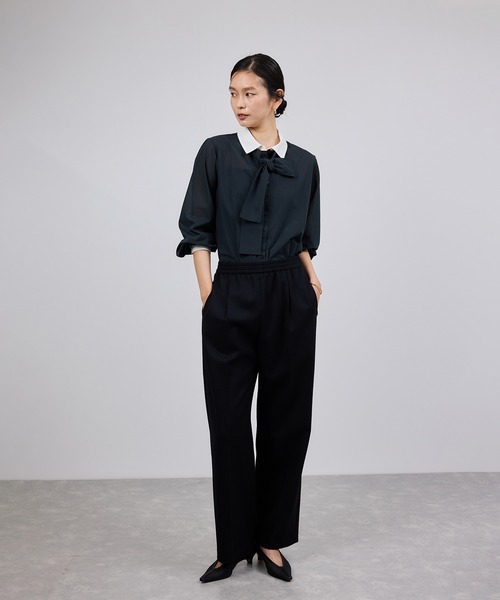 セール】シアートリコットボウタイシャツブラウス/イージーケア