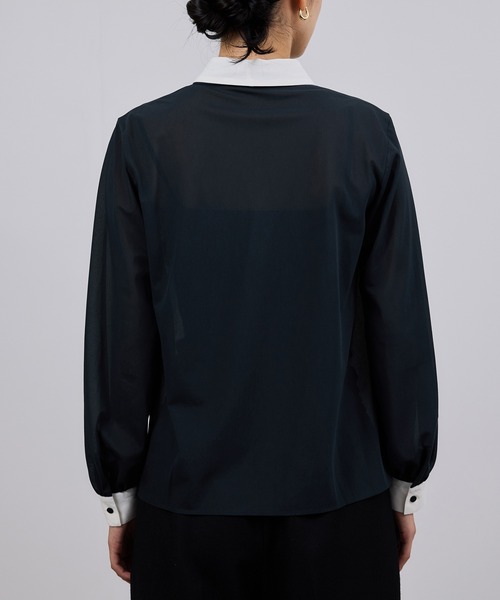 ROPE'(ロペ)の「シアートリコットボウタイシャツブラウス/イージーケア(シャツ/ブラウス・レディース・ネイビー/ホワイト・FREE)」の17枚目の写真