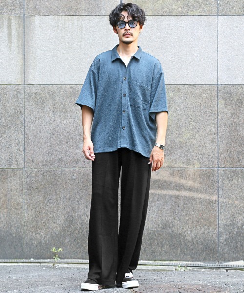 LUXSTYLE(ラグスタイル)の「スウェットワイドパンツ(スウェットパンツ・メンズ・ブラック/ネイビー・L/M)」の4枚目の写真