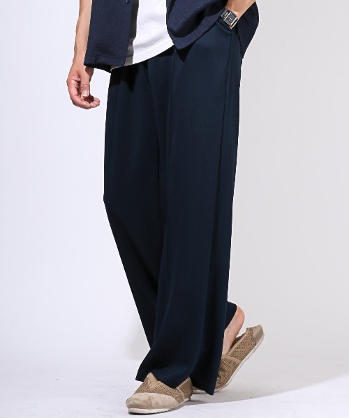LUXSTYLE(ラグスタイル)の「スウェットワイドパンツ(スウェットパンツ・メンズ・ブラック/ネイビー・L/M)」の5枚目の写真