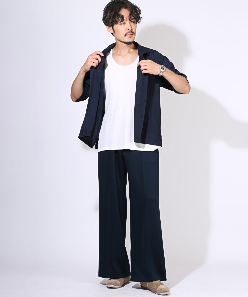 LUXSTYLE(ラグスタイル)の「スウェットワイドパンツ(スウェットパンツ・メンズ・ブラック/ネイビー・L/M)」の6枚目の写真