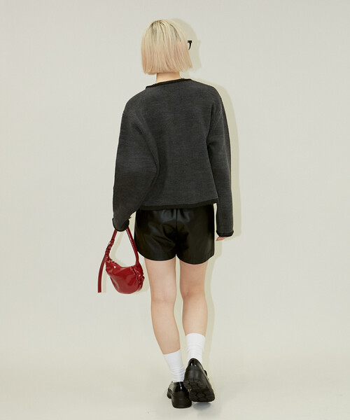 PUBLUX(パブリュクス)の「PUBLUX/パブリュクス ノーカラー ジャケット風 ニット カーディガン 限定展開(カーディガン/ボレロ・レディース・チャコールグレー/グレー/ベージュ・フリ-)」の15枚目の写真