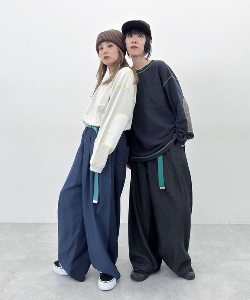 niko and...（ニコアンド）の「[MODE NORM CORE] エルボパッチフワスムースプルオーバー（Tシャツ/カットソー・レディース・モカ/ネイビー/ナチュラル・MEDIUM/LARGE）」の4枚目の写真