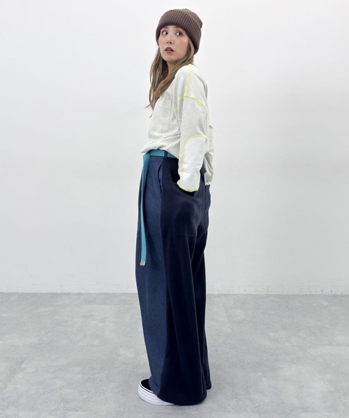 niko and...（ニコアンド）の「[MODE NORM CORE] エルボパッチフワスムースプルオーバー（Tシャツ/カットソー・レディース・モカ/ネイビー/ナチュラル・MEDIUM/LARGE）」の6枚目の写真