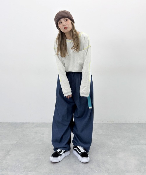 niko and...（ニコアンド）の「[MODE NORM CORE] エルボパッチフワスムースプルオーバー（Tシャツ/カットソー・レディース・モカ/ネイビー/ナチュラル・MEDIUM/LARGE）」の7枚目の写真