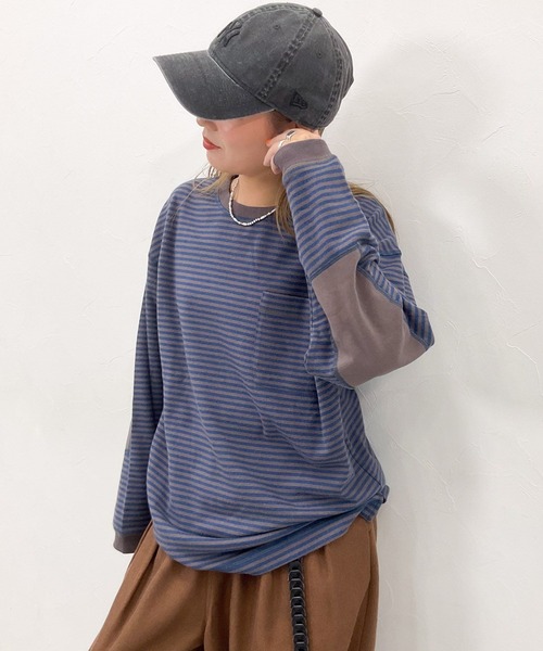 niko and...（ニコアンド）の「[MODE NORM CORE] エルボパッチフワスムースプルオーバー（Tシャツ/カットソー・レディース・モカ/ネイビー/ナチュラル・MEDIUM/LARGE）」の13枚目の写真