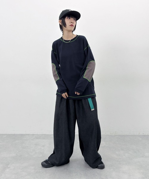 niko and...（ニコアンド）の「[MODE NORM CORE] エルボパッチフワスムースプルオーバー（Tシャツ/カットソー・レディース・モカ/ネイビー/ナチュラル・MEDIUM/LARGE）」の14枚目の写真