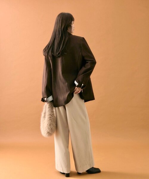 mystic（ミスティック）の「【4サイズ展開/ストライプ柄、無地 / ウエストの配色がポイント】Wベルトパンツ（スラックス・レディース・チャコールグレー/ブラウン/グレー/アイボリー/ネイビー/オフホワイト・1/2/0/SHORT）」の13枚目の写真